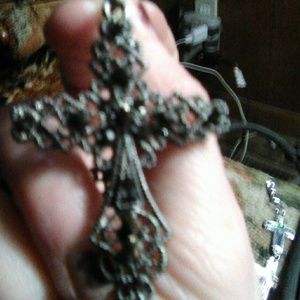 Garnett cross earrings